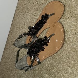 Silver Sandals With Silver Sequins